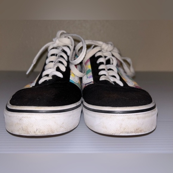 Vans Multi Colored Checkered Skate Athletic Shoes Unisex Missy Old Skool Sz. 5.5 - Picture 2 of 9